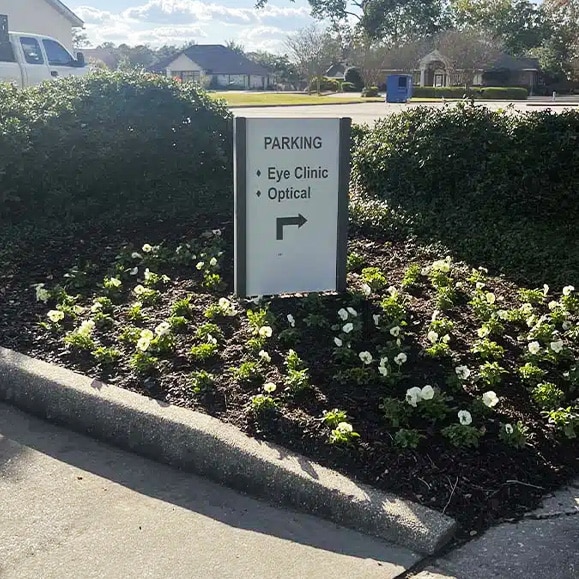Commercial landscaping with seasonal flowers